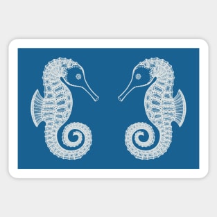 Seahorses in Love - cute animal art - blue Sticker